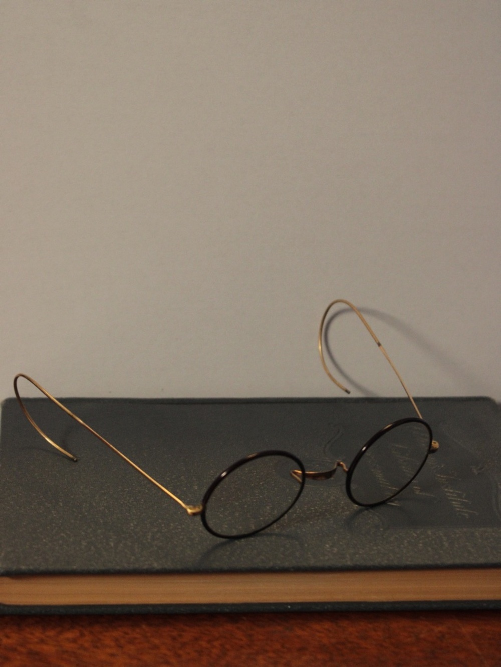 1920's Antique Black Metal Frame Harry Potter Round Cable Temple Spectacles